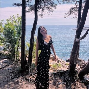 Black and white polka dot dress